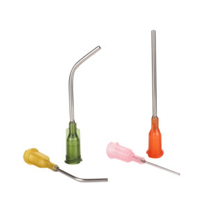 Custom OEM ODM dispensing needles with bent angles extended lengths specialized hubs and surface treatments