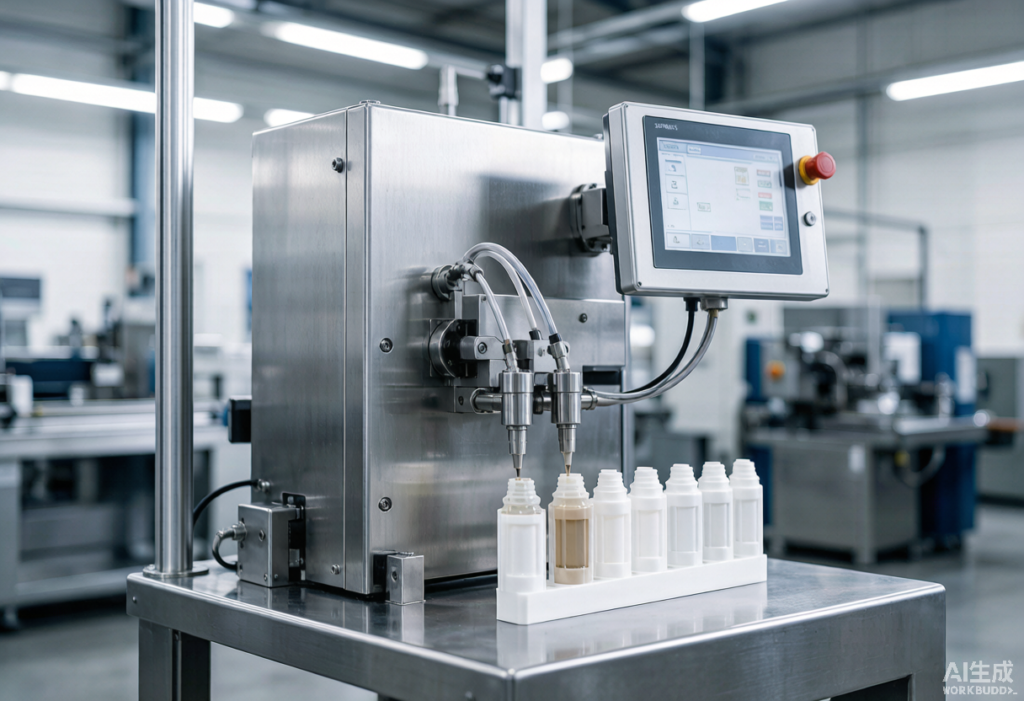 Industrial cartridge filling machine filling two-component adhesive cartridges on a production line