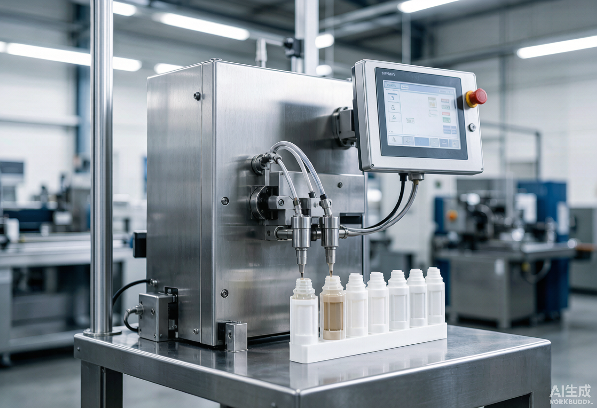 Industrial cartridge filling machine filling two-component adhesive cartridges on a production line