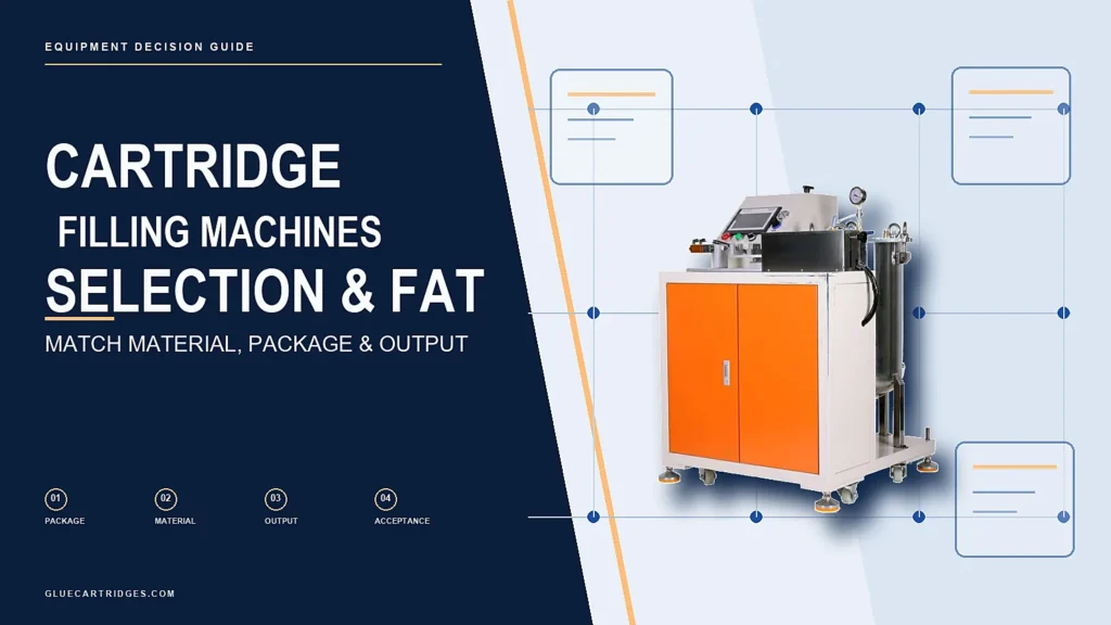 Cartridge filling machine with package, material, output and FAT decision framework